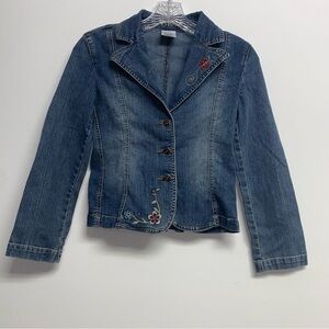 YMI Jean Jacket Juniors Size Large Y2K Embroidered Denim Blue Jean Jacket